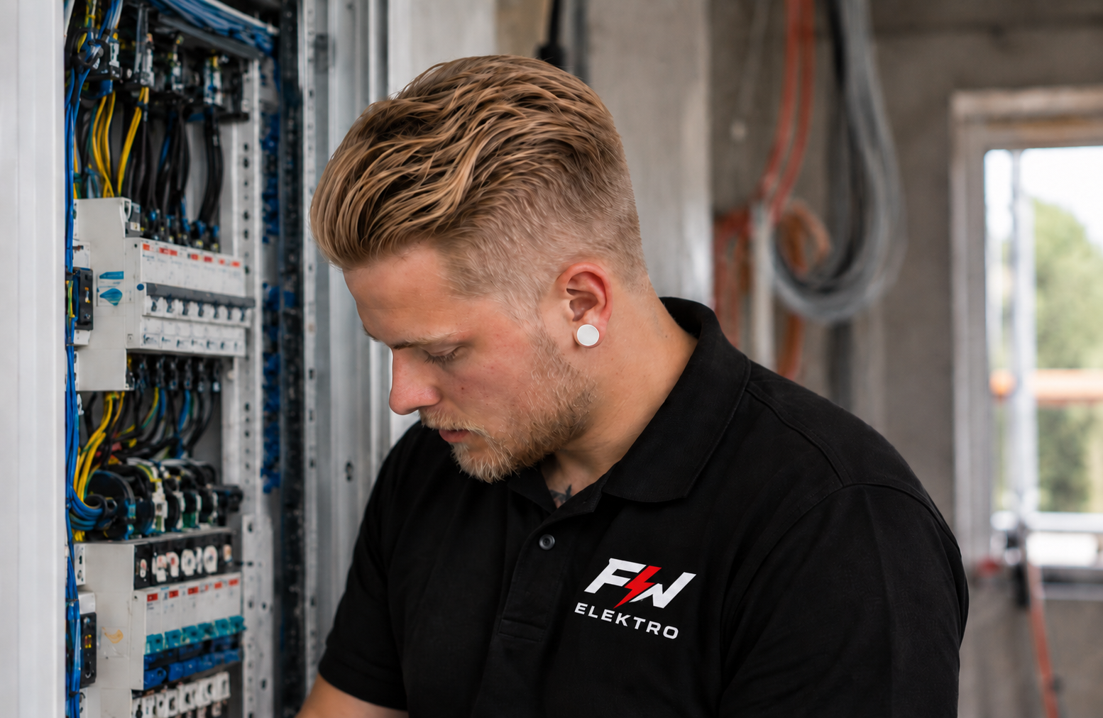 Franz Weidlich bei Elektroarbeiten